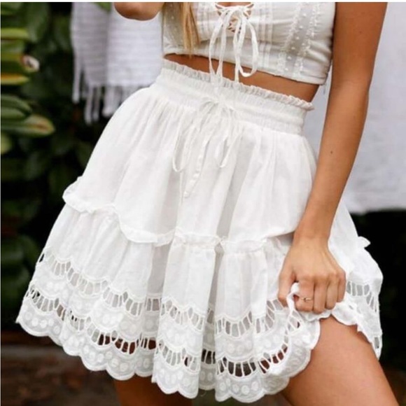 Seven Wonders Alannah Short Cotton Skirt White Lined Size US 4 fits like XS NWT - Picture 5 of 15